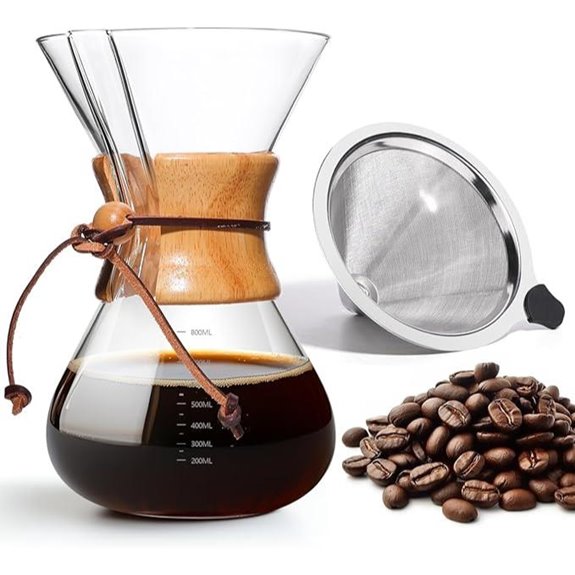 Pour Over Coffee Maker 8 Cup Borosilicate Glass