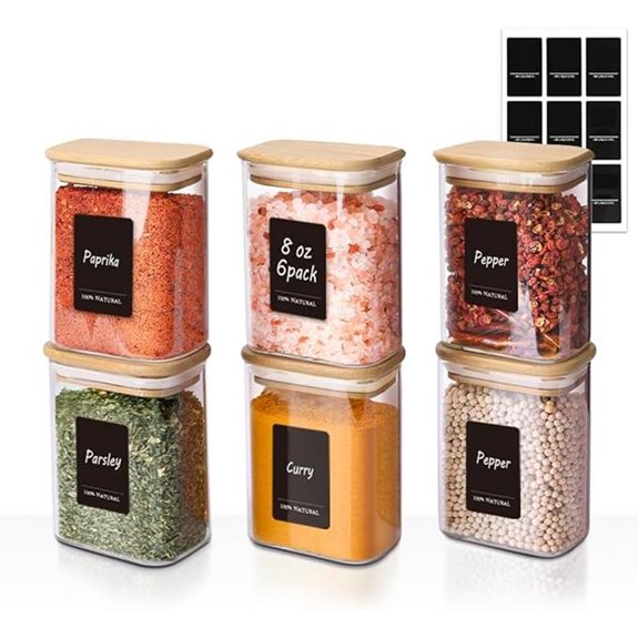 Comsaf 8oz Spice Jars with Labels 6 Pack