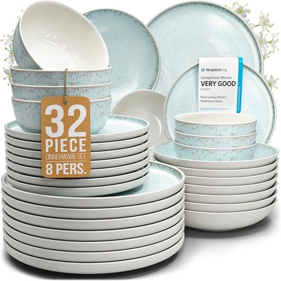 Pure Living 8-Person 32-Piece Stoneware Dinnerware Set
