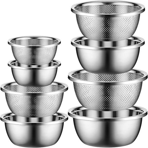 Uiifan 8-Piece Stainless Steel Mixing Bowl Set