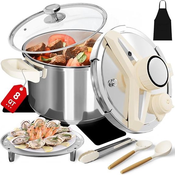 8 Qt Stainless Steel Pressure Cooker Set