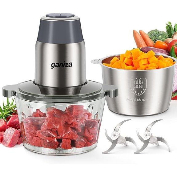 GANIZA Electric Food Chopper & Meat Grinder 2 Bowls