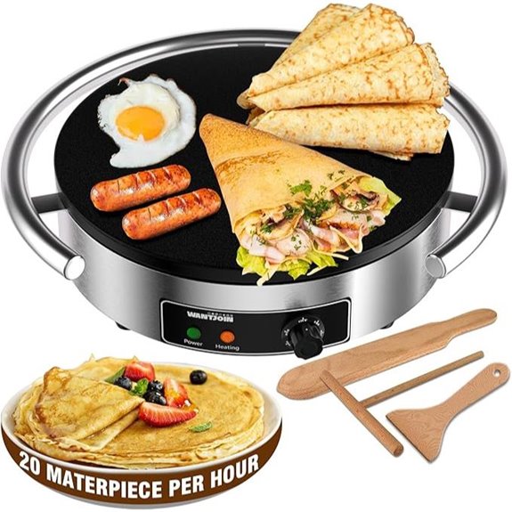 WantJoin Electric Crepe Maker 16-Inch Non-Stick 1700W