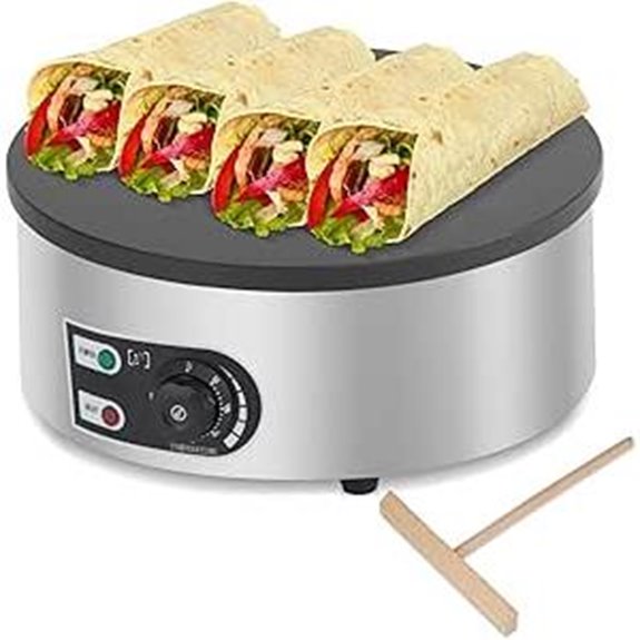 16 Electric Crepe & Pancake Griddle 1500W Adjustable Temp