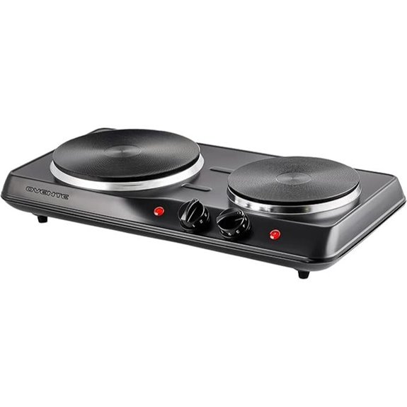 OVENTE Electric Double Burner with Cast Iron Plates