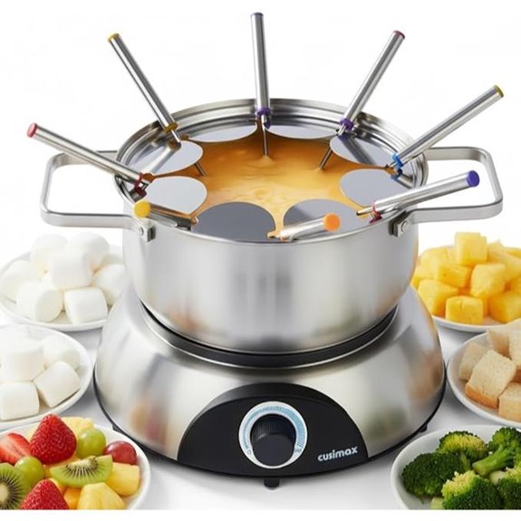 CUSIMAX Electric Fondue Set with 8 Color Coded Forks