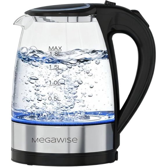 Megawise Electric Glass Kettle with Auto Shut-Off (1.8L)