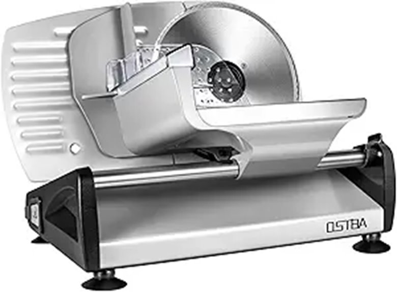 OSTBA Electric Meat Slicer with Safety & Adjustable Blade