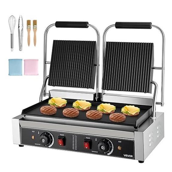 VEVOR Commercial Electric Panini Grill with Temp Control