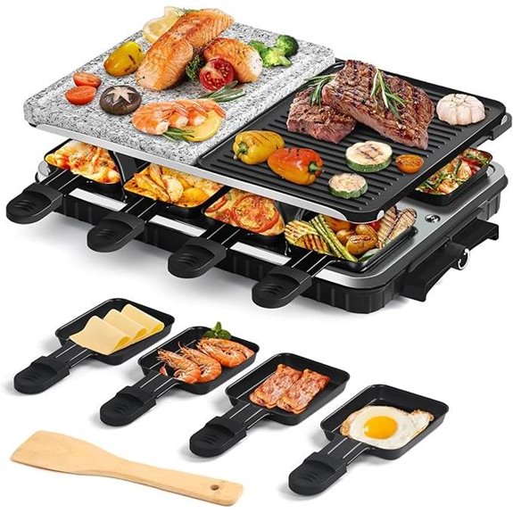Voohek Electric Raclette Grill with Nonstick & Stone
