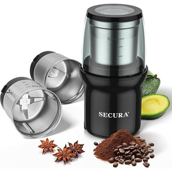 Secura Electric Spice Grinder with Dual Bowls