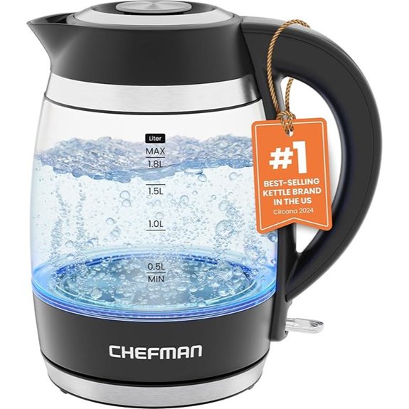 Chefman 1.8L Electric Tea Kettle with Auto Shut-Off