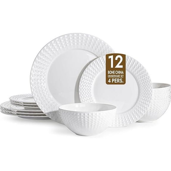 KINGSTONE 12-Piece Bone China Dinnerware Set