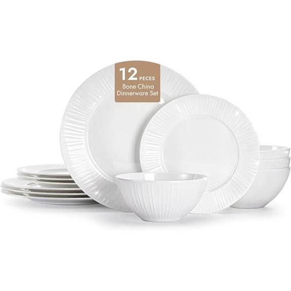 KINGSTONE 12-Piece Bone China Dinnerware Set