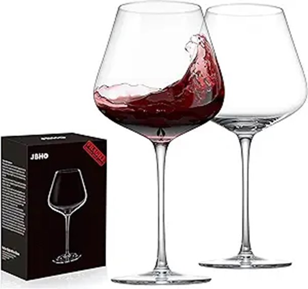 JBHO Italian Style Crystal Burgundy Wine Glasses (Set of 2)