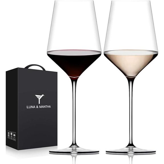 Red Wine Glass Set of 2 Crystal 15 oz