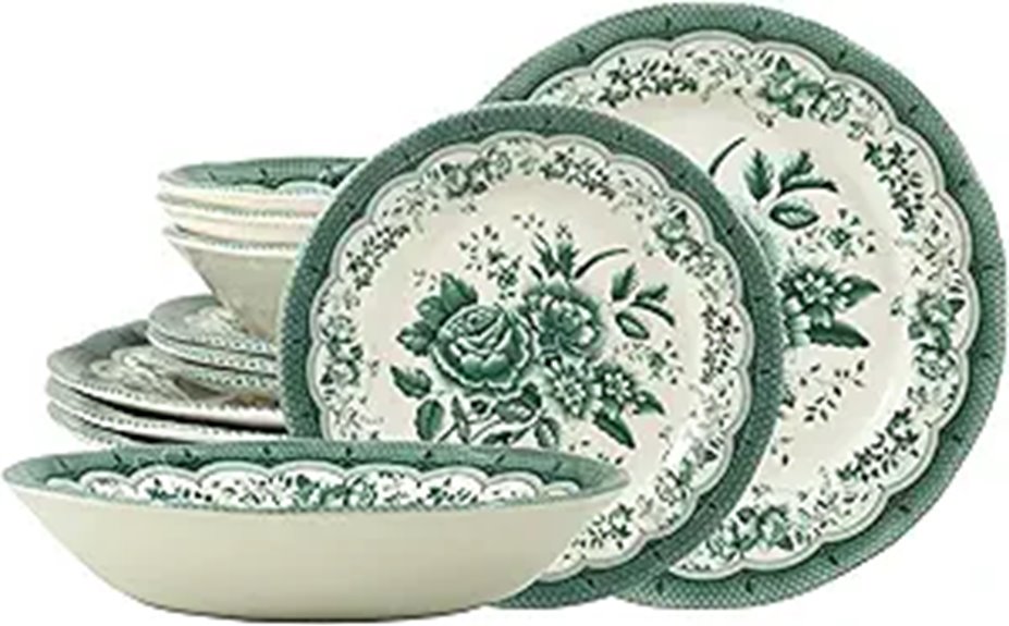 TUDOR ROYAL 12-Piece Floral Porcelain Dinnerware Set