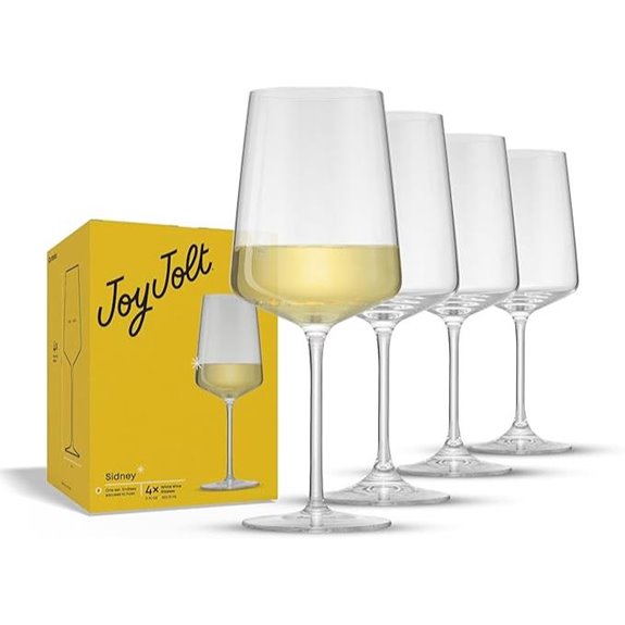 JoyJolt Sidney 4-Piece White Wine Glass Set