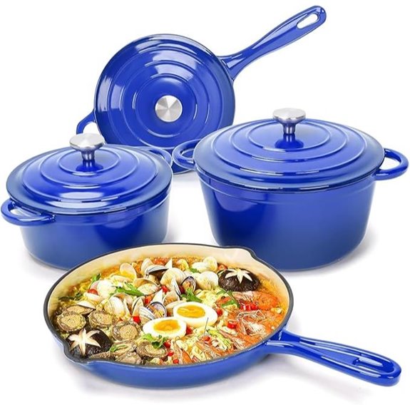 Hisencn 7-Piece Enamel Cast Iron Cookware Set