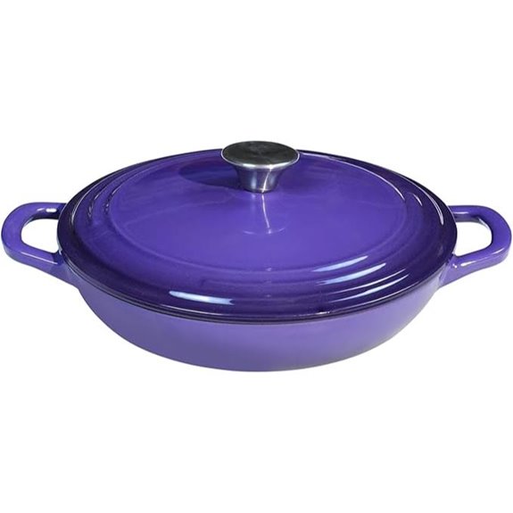 Braiser Enameled Cast Iron Pan with Lid