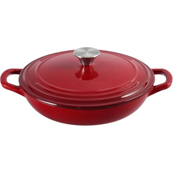 Enameled Cast Iron Braiser Pan with Lid