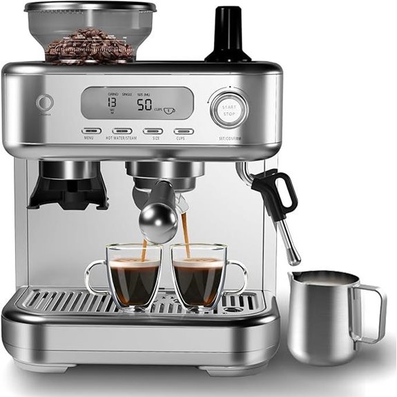 15 Bar Espresso Machine with Grinder and Milk Frother