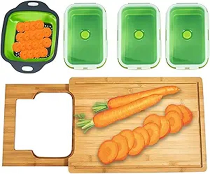 Expandable Bamboo Cutting Board with Containers
