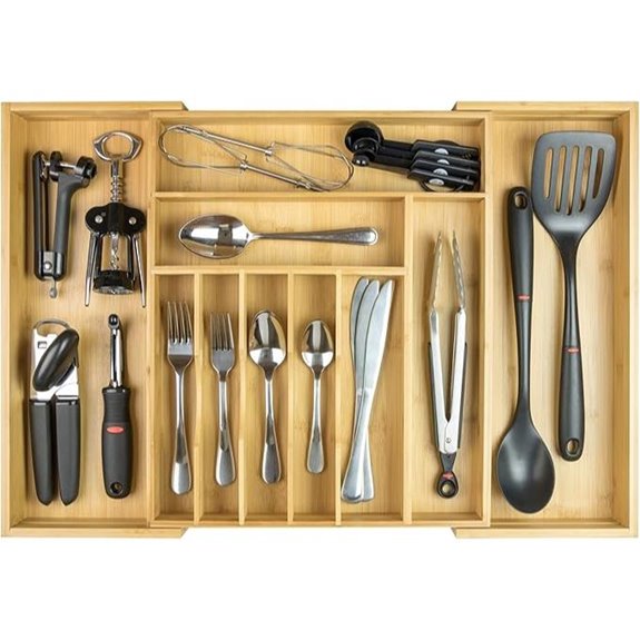 KitchenEdge Expandable Bamboo Silverware Organizer