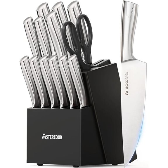 Astercook 15-Piece Kitchen Knife Set with Block