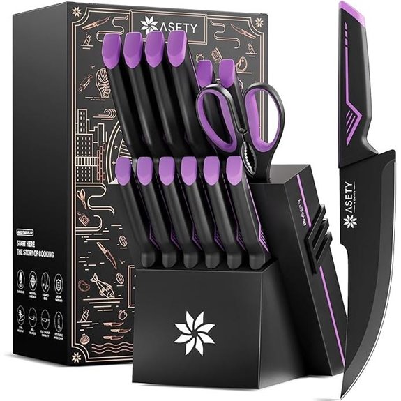 15 PCS Kitchen Knife Set with Sharpener and Block