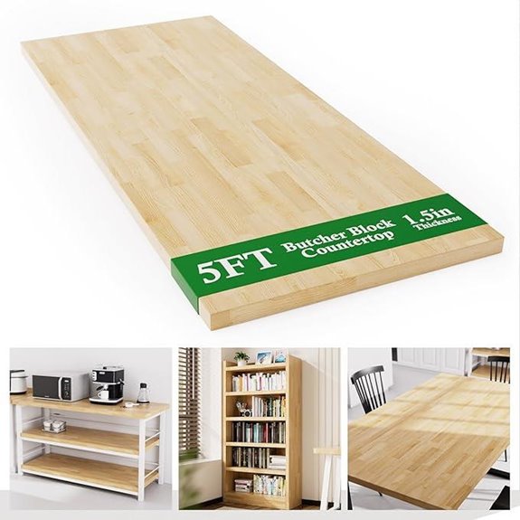 5FT Birch Butcher Block Countertop for Kitchen and Workstation