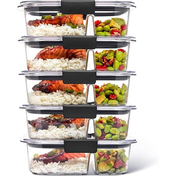 Rubbermaid Brilliance 2-Compartment Meal Prep Containers (5-Pack)