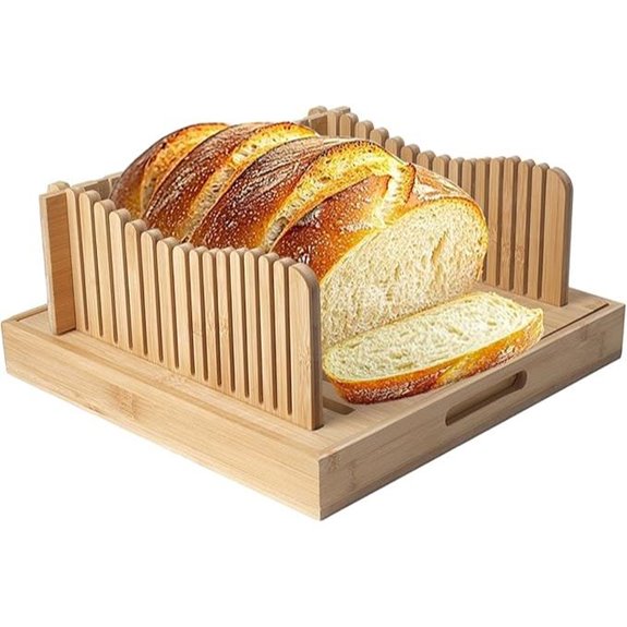 3-in-1 Foldable Bamboo Bread Slicer with Guide