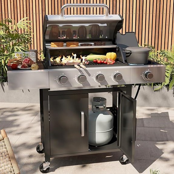 Aoxun 4-Burner Propane Gas Grill with Side Tables