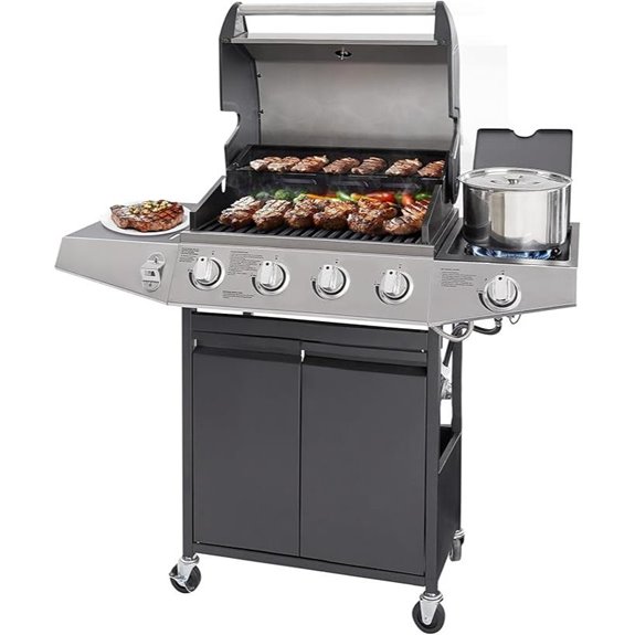 Unovivy 4-Burner Propane Gas Grill with Side Burner