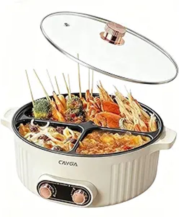 Electric Hot Pot Cooker with Divider 4 Compartments