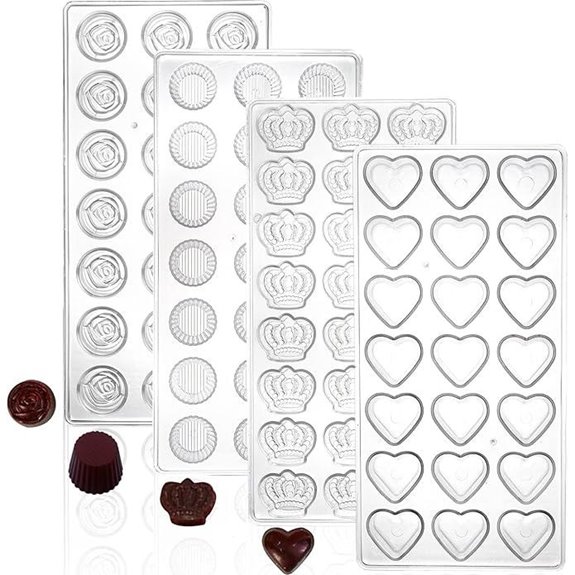 ZEAYEA 4 Pack Polycarbonate Chocolate Mold Set
