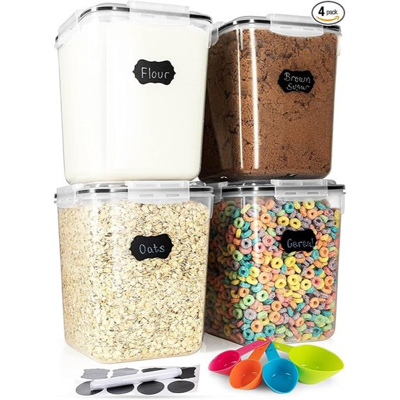 Flour & Sugar Storage Containers (4 Pack 5.3L)