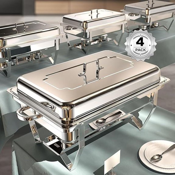 four pack polished chafing dishes