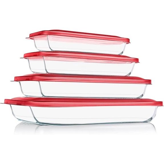 KOMUEE 8-Piece Glass Baking Dish Set with Lids