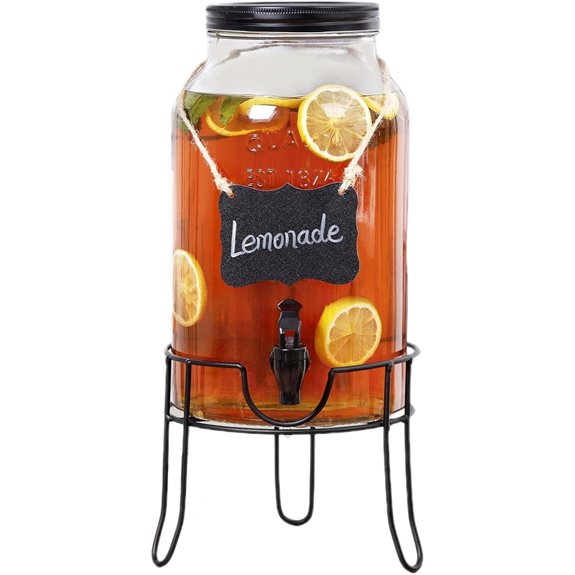 Glass Drink Dispenser with Stand and Spigot