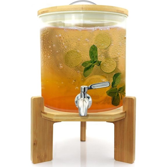 Glass Beverage Dispenser with Stand and Steel Spigot