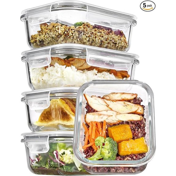 Vtopmart 5-Pack 22oz Glass Food Storage Containers