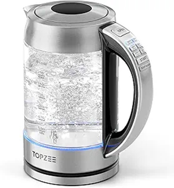 TOPZEE 1.7L Glass Electric Kettle with Presets