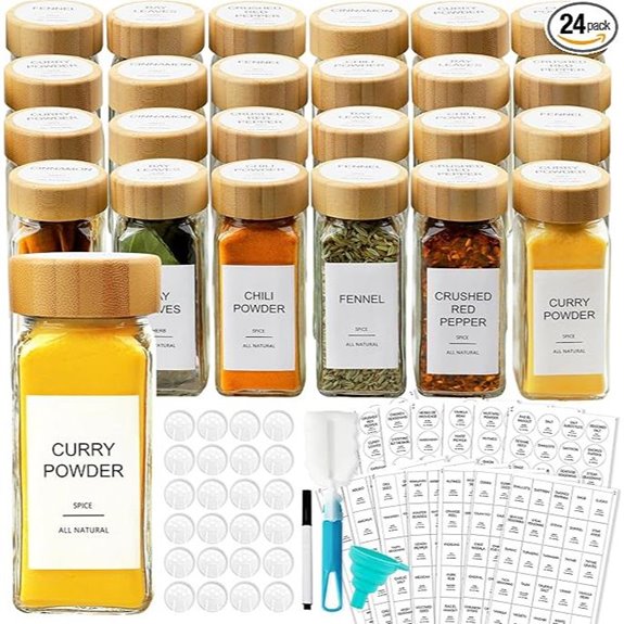 AISIPRIN Glass Spice Jars with Labels (24 pcs)