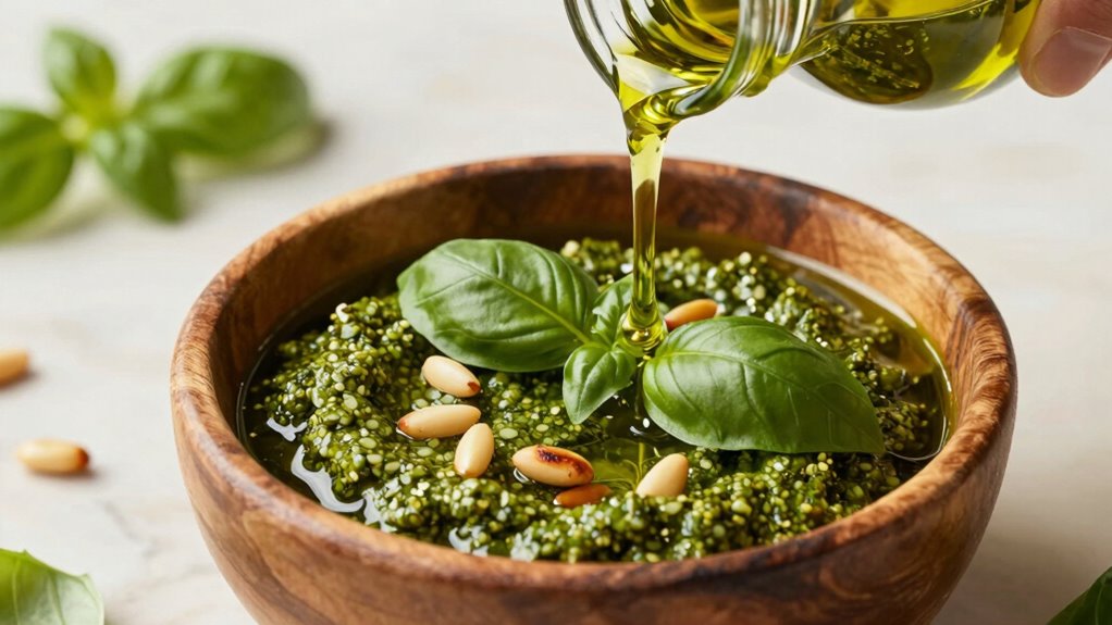 gradually pour oil in