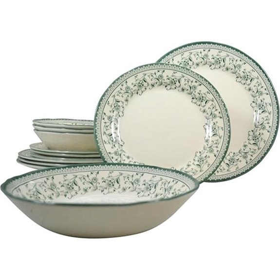 Tudor Royal 12-Piece Green Floral Dinnerware Set