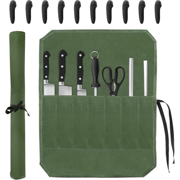 Chef Knife Roll Bag with 7 Slots Green