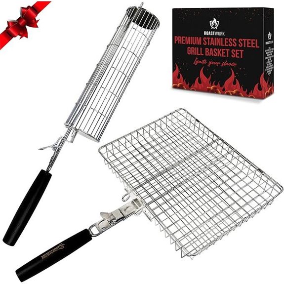 Roastwurk BBQ Grill Basket Set with Wooden Handle