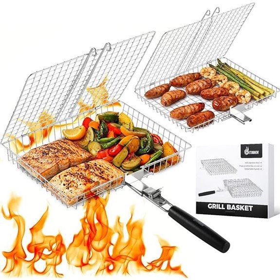 Nesting Grill Baskets for BBQ Fish Veg Shrimp